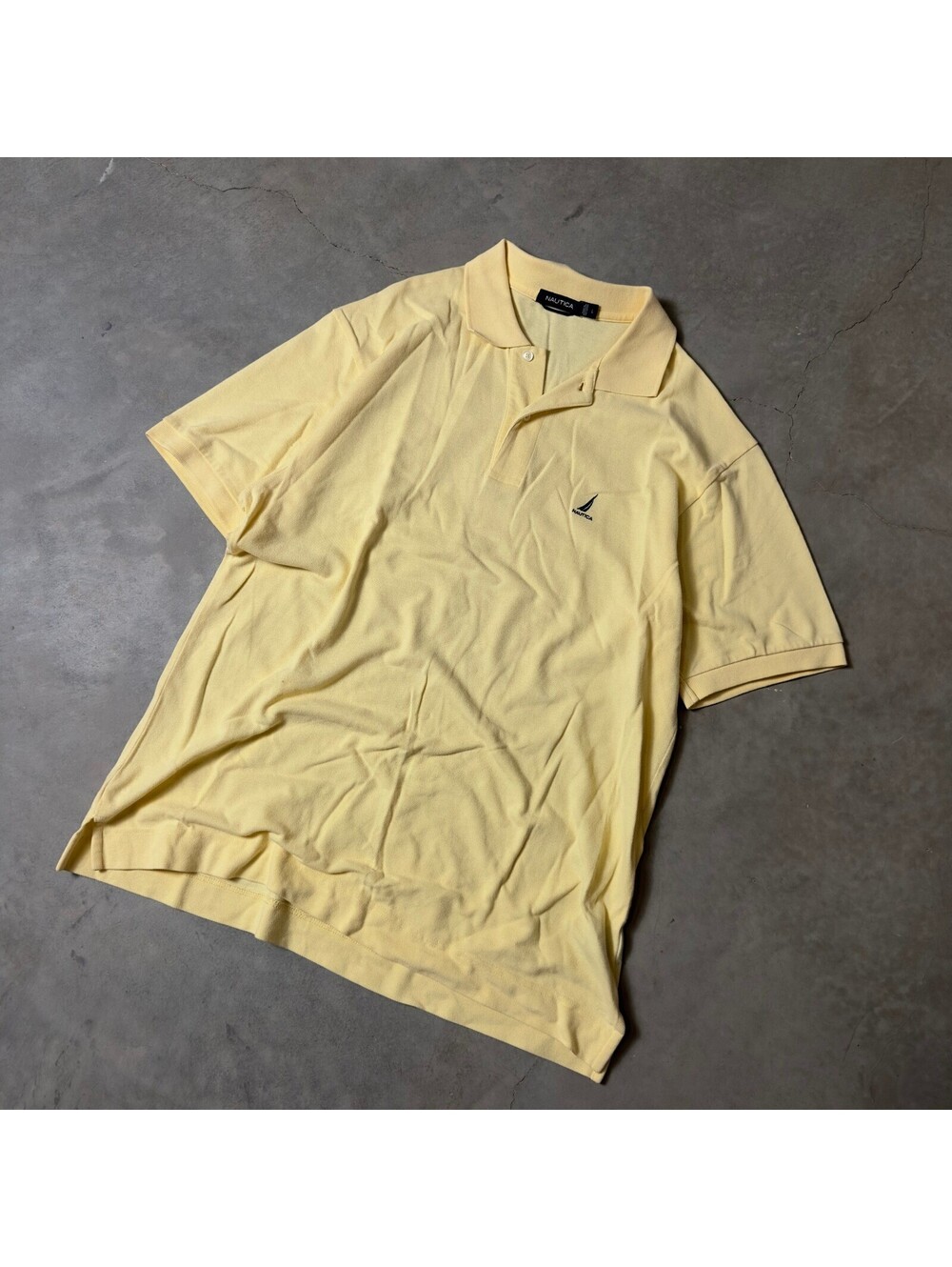 Nautica Polo Shirt Mens L Yellow Short Sleeve Pique